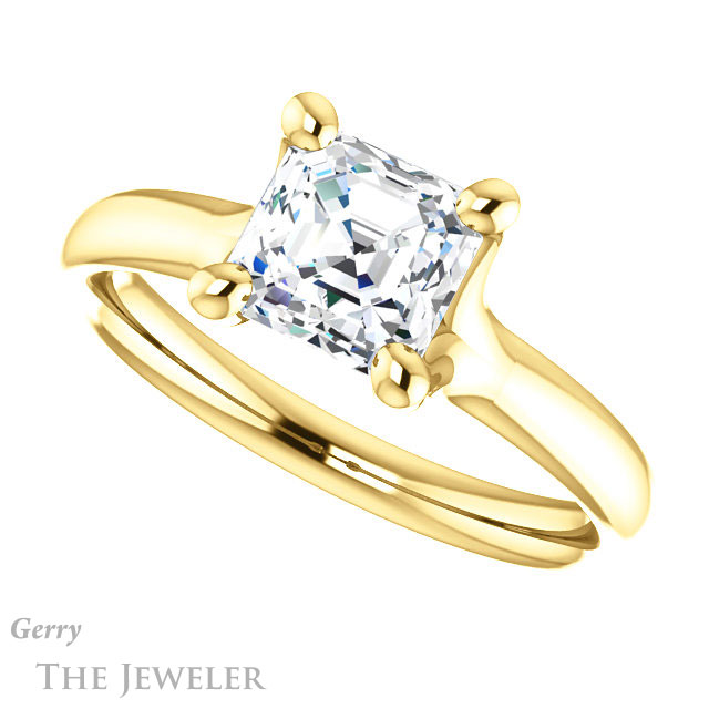 14k Yellow Gold Asscher Cut Forever One Engagement Ring Setting #GTJ976-asscher-fo-y 5 14k Yellow Gold Asscher Cut Forever One Engagement Ring Setting #GTJ976-asscher-fo-y