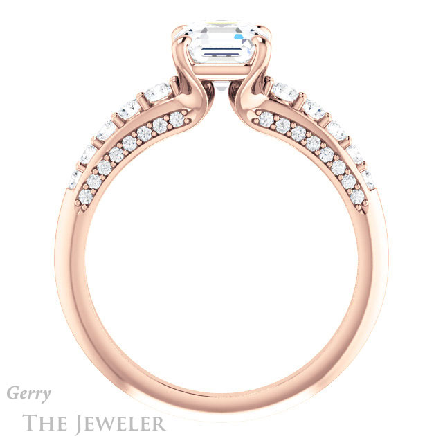 14k Rose Gold Asscher Cut Forever One Engagement Ring Setting #GTJ977-asscher-fo-r