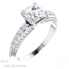 14k White Gold Asscher Cut Forever One Engagement Ring Setting #GTJ977-asscher-fo-w