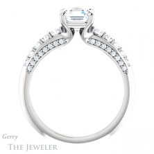 14k White Gold Asscher Cut Forever One Engagement Ring Setting #GTJ977-asscher-fo-w