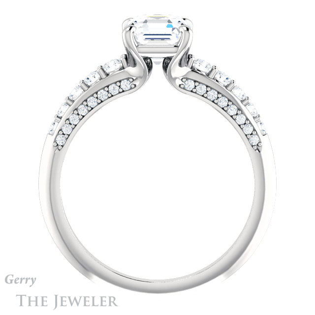 14k White Gold Asscher Cut Forever One Engagement Ring Setting #GTJ977-asscher-fo-w