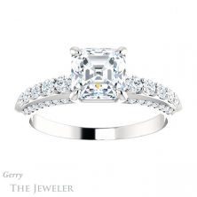14k White Gold Asscher Cut Forever One Engagement Ring Setting #GTJ977-asscher-fo-w