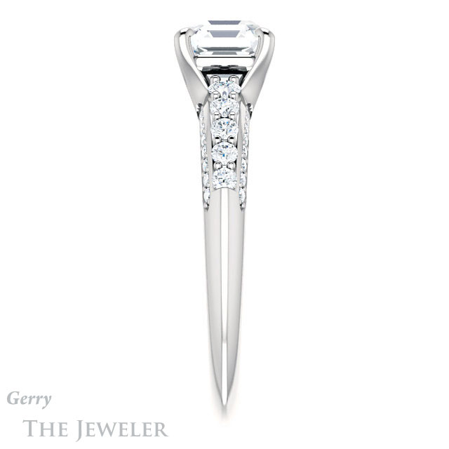 14k White Gold Asscher Cut Forever One Engagement Ring Setting #GTJ977-asscher-fo-w
