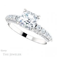 14k White Gold Asscher Cut Forever One Engagement Ring Setting #GTJ977-asscher-fo-w