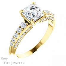 14k Yellow Gold Asscher Cut Forever One Engagement Ring Setting #GTJ977-asscher-fo-y