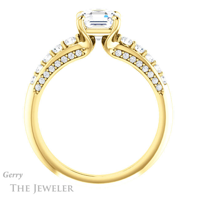 14k Yellow Gold Asscher Cut Forever One Engagement Ring Setting #GTJ977-asscher-fo-y