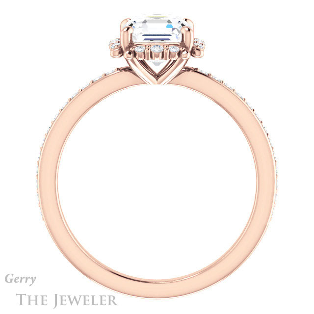 14k Rose Gold Asscher Cut Forever One Engagement Ring Setting #GTJ978-asscher-fo-r