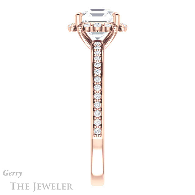 14k Rose Gold Asscher Cut Forever One Engagement Ring Setting #GTJ978-asscher-fo-r 3 14k Rose Gold Asscher Cut Forever One Engagement Ring Setting #GTJ978-asscher-fo-r