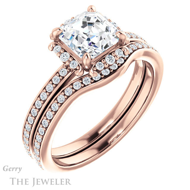 14k Rose Gold Asscher Cut Forever One Engagement Ring Setting #GTJ978-asscher-fo-r 6 14k Rose Gold Asscher Cut Forever One Engagement Ring Setting #GTJ978-asscher-fo-r