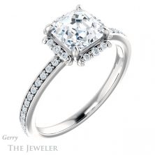 14k White Gold Asscher Cut Forever One Engagement Ring Setting #GTJ978-asscher-fo-w 4 14k White Gold Asscher Cut Forever One Engagement Ring Setting #GTJ978-asscher-fo-w