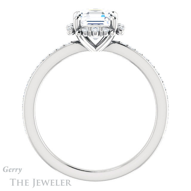 14k White Gold Asscher Cut Forever One Engagement Ring Setting #GTJ978-asscher-fo-w