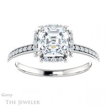 14k White Gold Asscher Cut Forever One Engagement Ring Setting #GTJ978-asscher-fo-w 1 14k White Gold Asscher Cut Forever One Engagement Ring Setting #GTJ978-asscher-fo-w