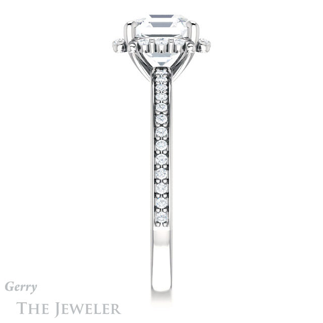 14k White Gold Asscher Cut Forever One Engagement Ring Setting #GTJ978-asscher-fo-w 3 14k White Gold Asscher Cut Forever One Engagement Ring Setting #GTJ978-asscher-fo-w