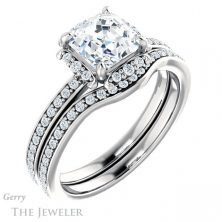 14k White Gold Asscher Cut Forever One Engagement Ring Setting #GTJ978-asscher-fo-w 6 14k White Gold Asscher Cut Forever One Engagement Ring Setting #GTJ978-asscher-fo-w
