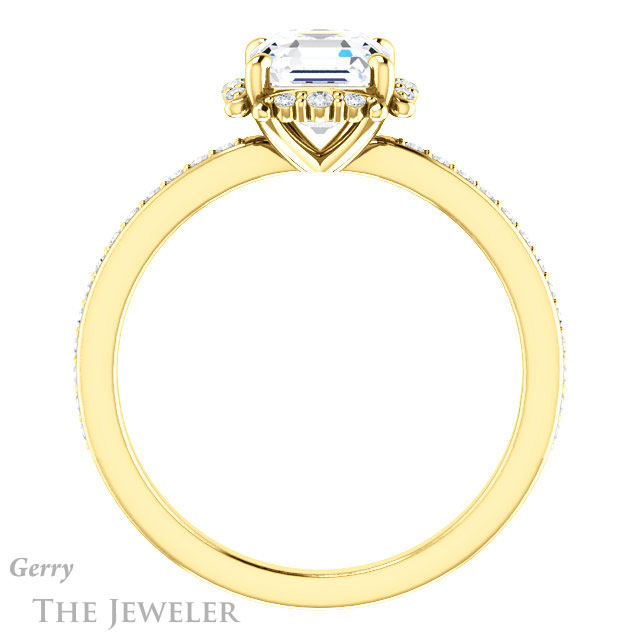 14k Yellow Gold Asscher Cut Forever One Engagement Ring Setting #GTJ978-asscher-fo-y