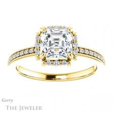 14k Yellow Gold Asscher Cut Forever One Engagement Ring Setting #GTJ978-asscher-fo-y 1 14k Yellow Gold Asscher Cut Forever One Engagement Ring Setting #GTJ978-asscher-fo-y