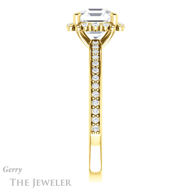 14k Yellow Gold Asscher Cut Forever One Engagement Ring Setting #GTJ978-asscher-fo-y 3 14k Yellow Gold Asscher Cut Forever One Engagement Ring Setting #GTJ978-asscher-fo-y