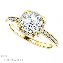 14k Yellow Gold Asscher Cut Forever One Engagement Ring Setting #GTJ978-asscher-fo-y 5 14k Yellow Gold Asscher Cut Forever One Engagement Ring Setting #GTJ978-asscher-fo-y