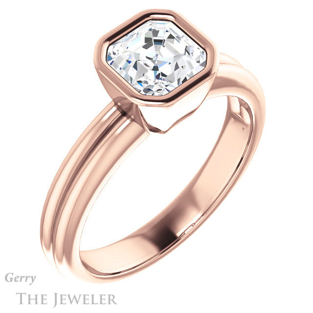 14k Rose Gold Asscher Cut Forever One Engagement Ring Setting #GTJ979-asscher-fo-r