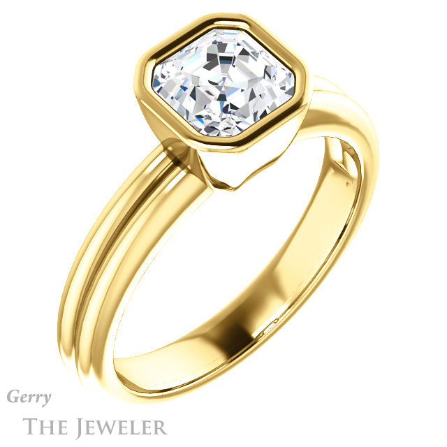 14k Yellow Gold Asscher Cut Forever One Engagement Ring Setting #GTJ979-asscher-fo-y 4 14k Yellow Gold Asscher Cut Forever One Engagement Ring Setting #GTJ979-asscher-fo-y