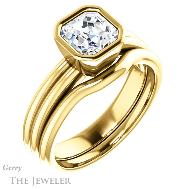 14k Yellow Gold Asscher Cut Forever One Engagement Ring Setting #GTJ979-asscher-fo-y 6 14k Yellow Gold Asscher Cut Forever One Engagement Ring Setting #GTJ979-asscher-fo-y
