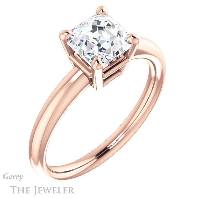 14k Rose Gold Asscher Cut Forever One Engagement Ring Setting #GTJ981-asscher-fo-r 4 14k Rose Gold Asscher Cut Forever One Engagement Ring Setting #GTJ981-asscher-fo-r