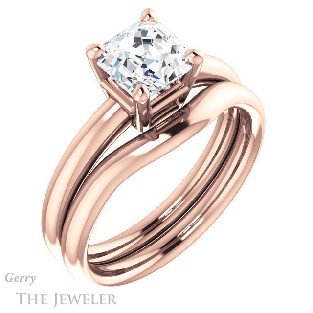 14k Rose Gold Asscher Cut Forever One Engagement Ring Setting #GTJ981-asscher-fo-r 6 14k Rose Gold Asscher Cut Forever One Engagement Ring Setting #GTJ981-asscher-fo-r