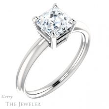 14k White Gold Asscher Cut Forever One Engagement Ring Setting #GTJ981-asscher-fo-w 4 14k White Gold Asscher Cut Forever One Engagement Ring Setting #GTJ981-asscher-fo-w