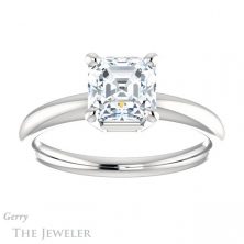 14k White Gold Asscher Cut Forever One Engagement Ring Setting #GTJ981-asscher-fo-w 1 14k White Gold Asscher Cut Forever One Engagement Ring Setting #GTJ981-asscher-fo-w