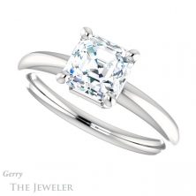 14k White Gold Asscher Cut Forever One Engagement Ring Setting #GTJ981-asscher-fo-w 5 14k White Gold Asscher Cut Forever One Engagement Ring Setting #GTJ981-asscher-fo-w