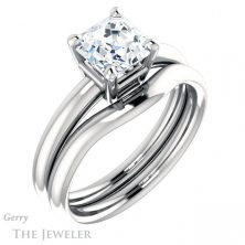 14k White Gold Asscher Cut Forever One Engagement Ring Setting #GTJ981-asscher-fo-w 6 14k White Gold Asscher Cut Forever One Engagement Ring Setting #GTJ981-asscher-fo-w
