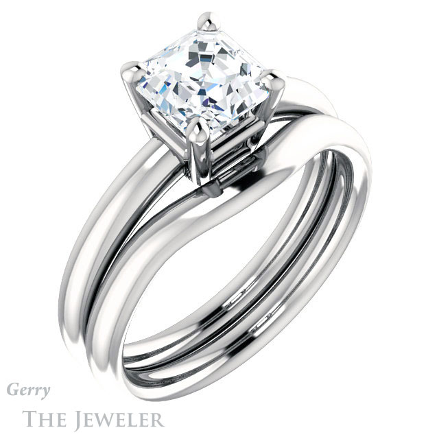 14k White Gold Asscher Cut Forever One Engagement Ring Setting #GTJ981-asscher-fo-w 6 14k White Gold Asscher Cut Forever One Engagement Ring Setting #GTJ981-asscher-fo-w