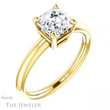 14k Yellow Gold Asscher Cut Forever One Engagement Ring Setting #GTJ981-asscher-fo-y