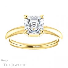 14k Yellow Gold Asscher Cut Forever One Engagement Ring Setting #GTJ981-asscher-fo-y