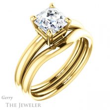 14k Yellow Gold Asscher Cut Forever One Engagement Ring Setting #GTJ981-asscher-fo-y