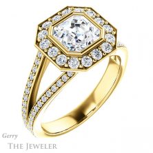 14k Yellow Gold Asscher Cut Forever One Engagement Ring Setting #GTJ982-asscher-fo-y 4 14k Yellow Gold Asscher Cut Forever One Engagement Ring Setting #GTJ982-asscher-fo-y