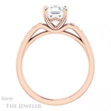 14k Rose Gold Asscher Cut Forever One Engagement Ring Setting #GTJ983-asscher-fo-r