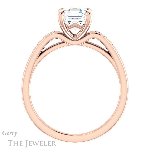 14k Rose Gold Asscher Cut Forever One Engagement Ring Setting #GTJ983-asscher-fo-r
