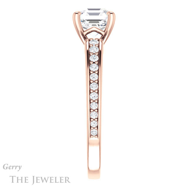 14k Rose Gold Asscher Cut Forever One Engagement Ring Setting #GTJ983-asscher-fo-r