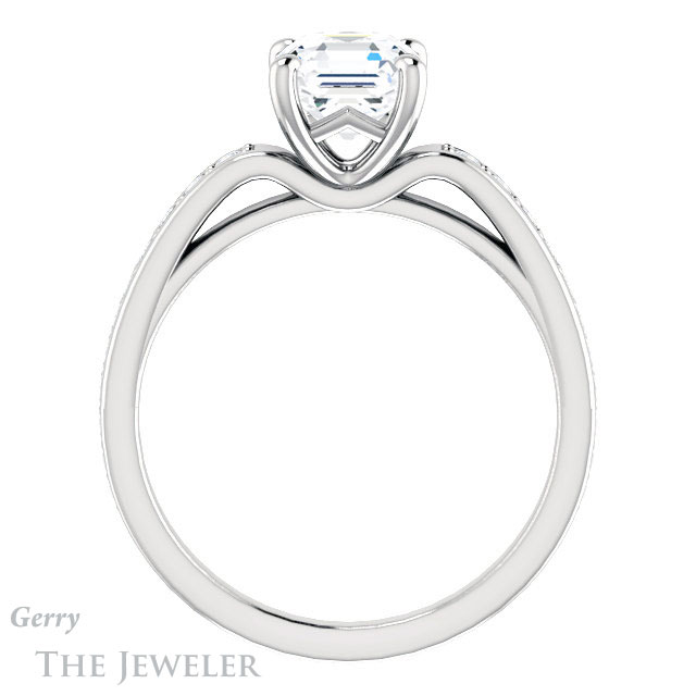 14k White Gold Asscher Cut Forever One Engagement Ring Setting #GTJ983-asscher-fo-w