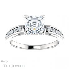14k White Gold Asscher Cut Forever One Engagement Ring Setting #GTJ983-asscher-fo-w 1 14k White Gold Asscher Cut Forever One Engagement Ring Setting #GTJ983-asscher-fo-w