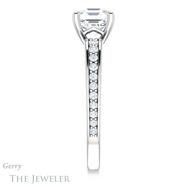 14k White Gold Asscher Cut Forever One Engagement Ring Setting #GTJ983-asscher-fo-w 3 14k White Gold Asscher Cut Forever One Engagement Ring Setting #GTJ983-asscher-fo-w