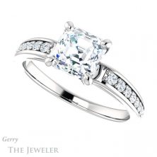 14k White Gold Asscher Cut Forever One Engagement Ring Setting #GTJ983-asscher-fo-w 5 14k White Gold Asscher Cut Forever One Engagement Ring Setting #GTJ983-asscher-fo-w