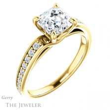 14k Yellow Gold Asscher Cut Forever One Engagement Ring Setting #GTJ983-asscher-fo-y 4 14k Yellow Gold Asscher Cut Forever One Engagement Ring Setting #GTJ983-asscher-fo-y