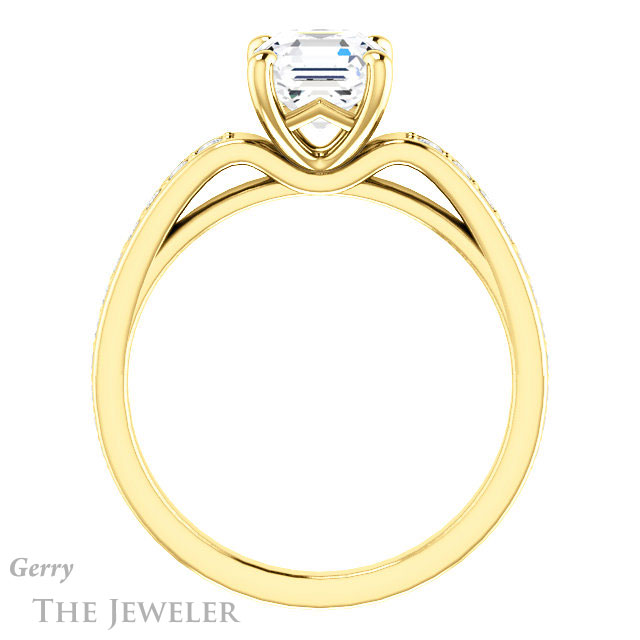 14k Yellow Gold Asscher Cut Forever One Engagement Ring Setting #GTJ983-asscher-fo-y