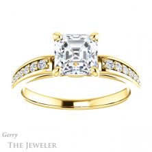 14k Yellow Gold Asscher Cut Forever One Engagement Ring Setting #GTJ983-asscher-fo-y 1 14k Yellow Gold Asscher Cut Forever One Engagement Ring Setting #GTJ983-asscher-fo-y