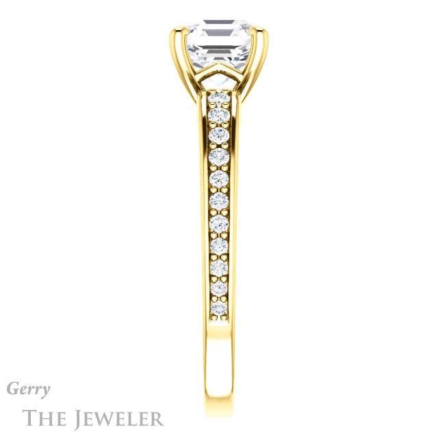 14k Yellow Gold Asscher Cut Forever One Engagement Ring Setting #GTJ983-asscher-fo-y 3 14k Yellow Gold Asscher Cut Forever One Engagement Ring Setting #GTJ983-asscher-fo-y