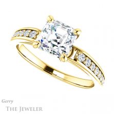 14k Yellow Gold Asscher Cut Forever One Engagement Ring Setting #GTJ983-asscher-fo-y 5 14k Yellow Gold Asscher Cut Forever One Engagement Ring Setting #GTJ983-asscher-fo-y