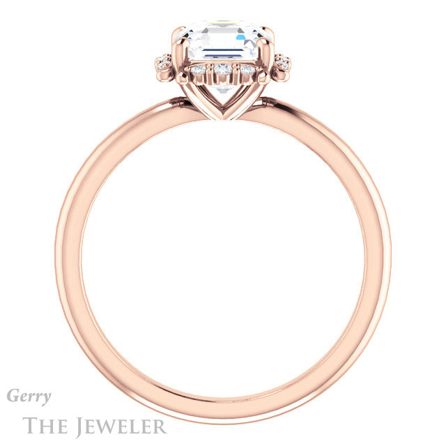 14k Rose Gold Asscher Cut Forever One Engagement Ring Setting #GTJ984-asscher-fo-r