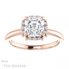 14k Rose Gold Asscher Cut Forever One Engagement Ring Setting #GTJ984-asscher-fo-r